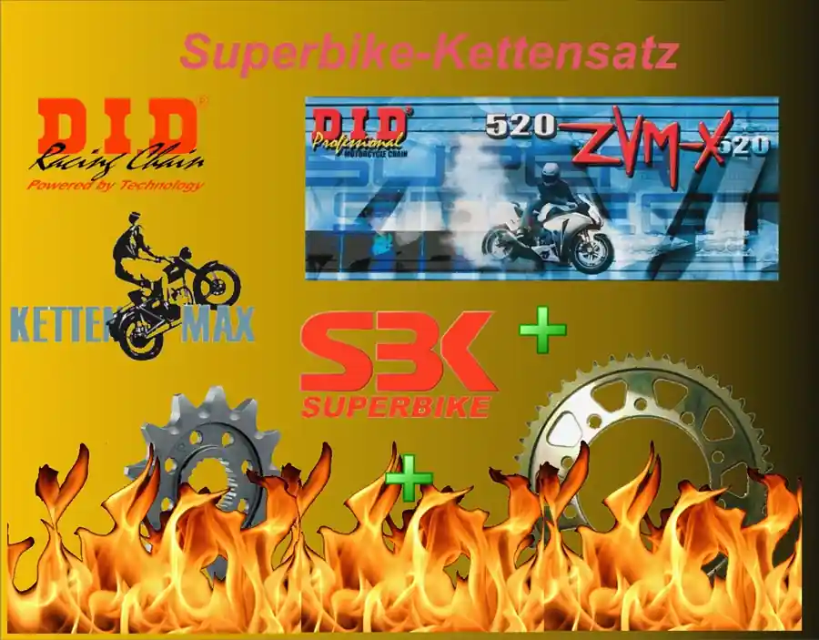 Saisonangebot Superbike-Kettensatz DID 520! ZVM-X X-Ring-Kette G&G: passend für Honda CB600F Hornet PC41 (07-)