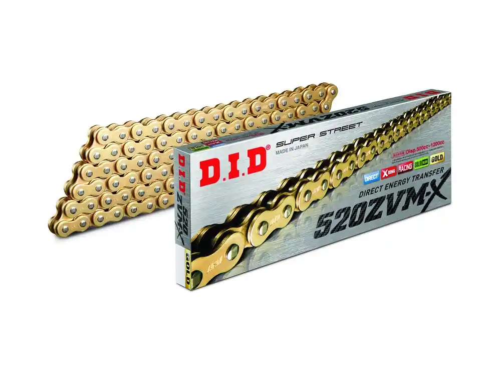 X-Ring-Motorradkette DID 520 ZVM-X / ZVMX G&G mit 096 Gliedern (super verstärkt, goldfarbig) end Abverkauf