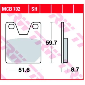 MCB702 Lucas Hinterrrad Sinterbelag passend für Yamaha YZF-R1 RN01 RN04 / YZF-R7 OW02 Kostenfreie Lieferung
