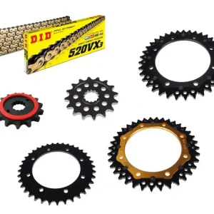 Begrenztes Angebot DID Kettensatz passend für Kawasaki KLR 650 (87-89) DID 520VX3 X-Ring Kette Silent Stahl Stealth