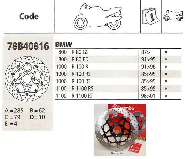 Brembo Bremsscheibe passend für BMW R100 Vorderrad Finale Aktion