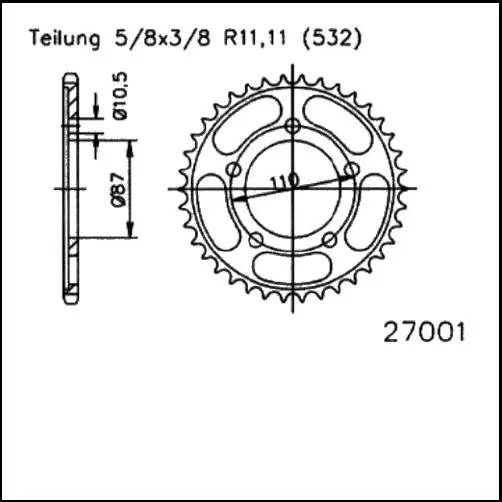 Sichere Zahlung Kettenrad 45 46 47 Zähne - (532) passend Suzuki GSX-R 1100 GU74 (Bj.86-88)