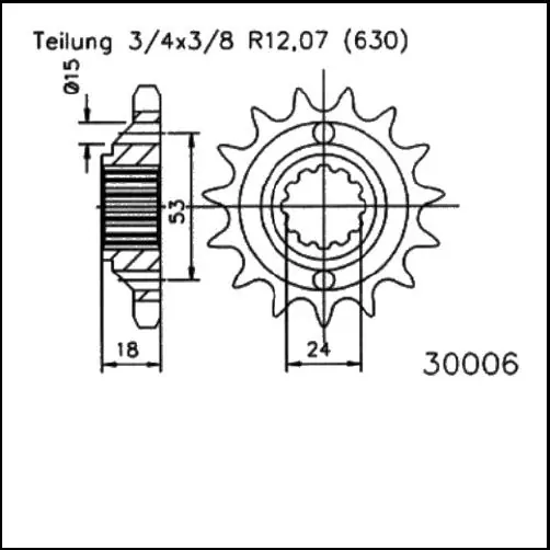 Kettenritzel 15 Zähne - (630) passend für Kawasaki GPZ1100 A1-A3 (ZX) Unitrack 83-85 Sale