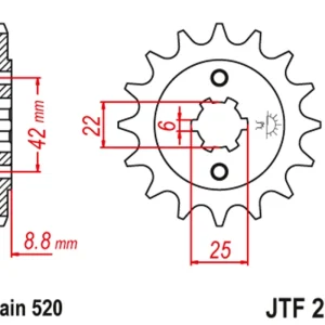 Kettenritzel Ritzel Stahl 15 16 Zähne - (520) passend für Honda CB250 CM250 CB400 CM400 Ausverkauf