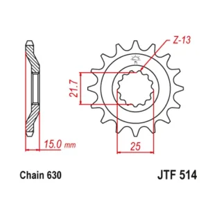 Heißes Angebot Kettenritzel Stahl CNC 15 Zähne - (630) passend für Kawasaki GPZ750 (ZX750A1-A5) Unitrack 83-89