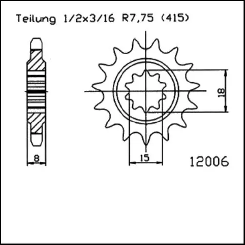 Kettenritzel 11 12 13 14 15 Zähne - (415) passend für Aprilia AF-1 Europa / Classic / Pegaso 50 Beliebt