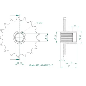 Sale Kettenritzel Stahl Ritzel 17 18 Zähne Aeon Cobra / Overland (520)