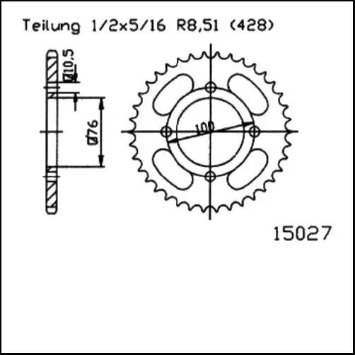 Kettenrad Stahl 47 56 Zähne - (428) passend auf Suzuki RG 125 / VL 125 Intruder Sofort Bestellen