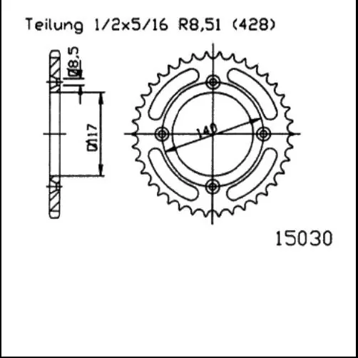 Highlight Kettenrad Stahl 48 Zähne - (428) passend auf Yamaha YZ80 84-92