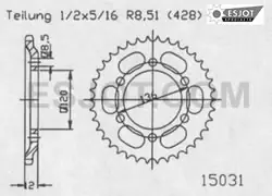 Angebot Kettenrad 47 51 Zähne (428) passend auf Yamaha TZR 125 R RR Belgarda (93-96)