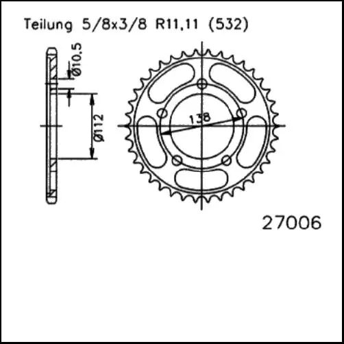Kettenrad Stahl 46 48 Zähne - (532) passend auf Yamaha YZF R6 RJ03 1999-2002 Direkt Vom Hersteller