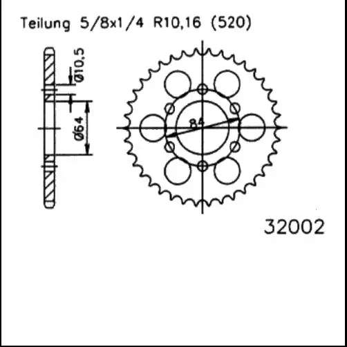 Kettenrad 47 Zähne - (520) passend auf Suzuki GSX250 Katana 82-84 Online Kaufen