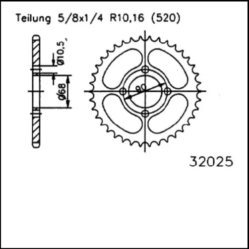 Kettenrad Stahl 42 Zähne - (520) passend für Honda MTX200 RWD,RWF Top-Angebot