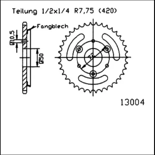 Expressversand Kettenrad Stahl 36 37 38 40 41 42 43 45 47 49 - (420) passend für Honda NSR 50 / 75 / 80