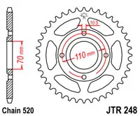 Kettenrad Stahl 44 Zähne - (520) passend für Honda CB250 RS RSA Jetzt Kaufen