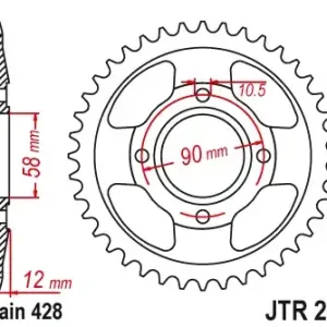 Kostenfreie Lieferung Kettenrad Stahl 50 Zähne - (428) Honda CLR125 Cityfly / Honda NX125 Transcity