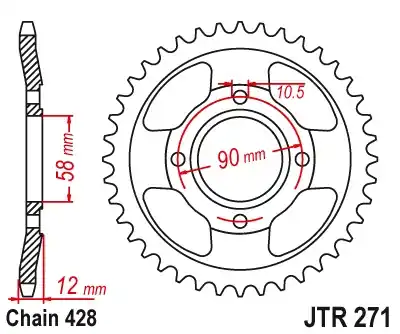 Kostenfreie Lieferung Kettenrad Stahl 50 Zähne - (428) Honda CLR125 Cityfly / Honda NX125 Transcity
