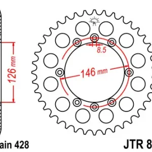 Kettenrad Stahl 50Z - (428) passend für Suzuki DR / TSR / RM Garantierte Lieferung