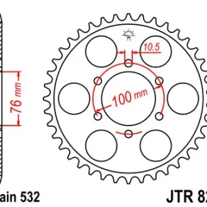 Kostenfreie Lieferung Kettenrad Stahl 42 - 52 Zähne (532) passend auf Suzuki GSX-R 1100 / RF 900