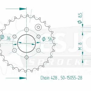 Aktuell Kettenrad Stahl 28 32 35 Zähne (428) passend auf Aeon Cobra / MZ50 / Polaris Predator Scrambler 50