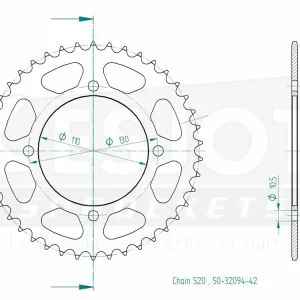Finale Aktion Kettenrad Stahl 42 Zähne (520) passend für Honda TRX FourTrax 200