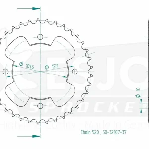 Billig Kettenrad Stahl 37 38 Zähne (520) passend für Polaris Predator Outlaw