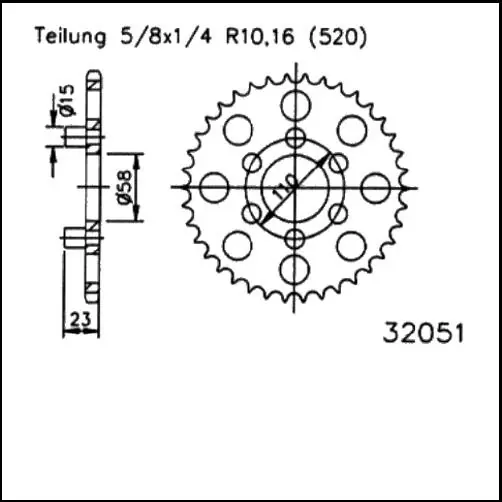 Kettenrad Stahl 39 40 41 Zähne (520) passend für Aprilia Red Rose / Custom / Custom AE / Classic Angebot