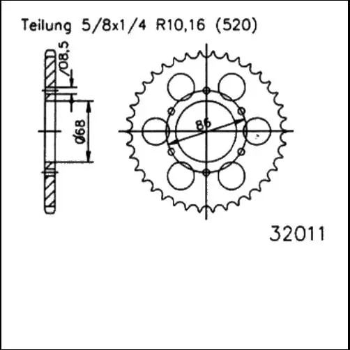 Kostenloser Rückversand Kettenrad Stahl 37 40 Zähne (520) passend für Kawasaki Z200 Z250 bis 1983