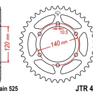 Kettenrad Aluminium 40 43 44 45 46 Zähne - (525) passend für Kawasaki ZX6R ZR750 ZR7 / Suzuki GSX-R6 Garantierte Lieferung
