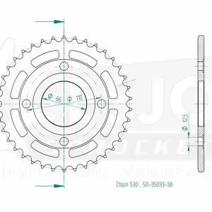 Kettenrad Stahl 38 Zähne - (530) passend auf Yamaha RD 250 / 400 Preisreduziert