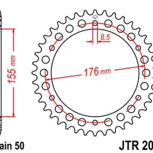 Kostenfreie Lieferung Kettenrad Aluminium 41 bis 48 Zähne - (530) passend für Triumph Speed Triple / Sprint / Daytona