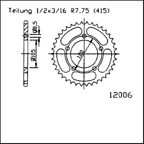 Saisonangebot Kettenrad Stahl 42 45 50 51 Zähne - (415) passend auf Aprilia 50 RX Pegaso