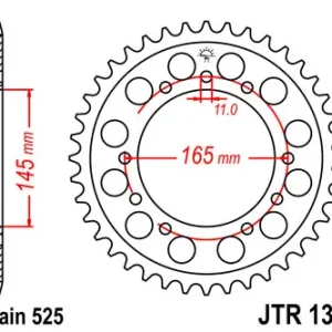 Kettenrad Stahl 43 44 45 Zähne (525) passend für Honda VFR400 NC24 / NTV650 Hawk RC31 Neue Ware