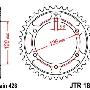 Kettenrad 46 bis 57 Zähne (428) passend auf Yamaha XT250 TZR 80 125 FZR400 TDR125 Super-Preis