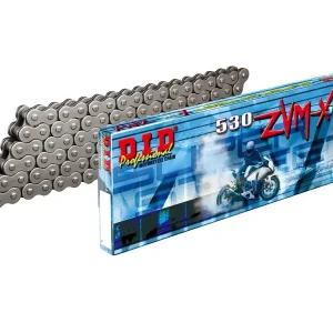 Neue Kollektion Kette DID Motorrad: DID530 ZVM-X stahlgrau/black B&B 112 Glieder, offene X-Ringkette mit Nietsch