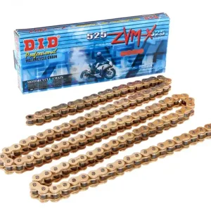 Markenprodukt Kette DID Motorrad: DID525ZVM-X / ZVMX gold (G&G) 106 Glieder, offene X-Ringkette mit Nietschlos