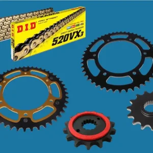 DID Kettensatz passend für Aprilia Moto 6.5 Bj 95 bis 02 mit DID520VX3 Kette Stahl Stealth Versand Am Gleichen Tag