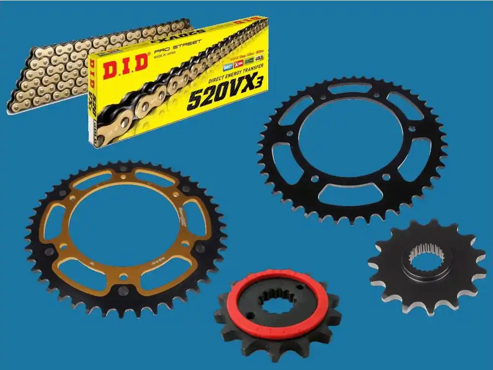 DID Kettensatz passend für Aprilia Moto 6.5 Bj 95 bis 02 mit DID520VX3 Kette Stahl Stealth Versand Am Gleichen Tag