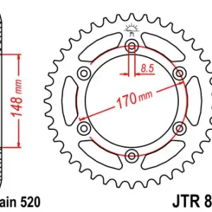 Kettenrad Stahl 42 bis 50 Zähne CNC (520) passend für Suzuki DR650 DR750 DR800 RM250 TS250 Top-Seller