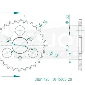 Top-Preis Kettenrad Stahl 28 Zähne (428) passend für Kymco KXR50