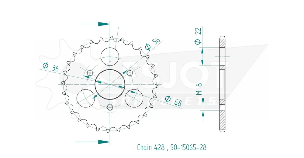 Top-Preis Kettenrad Stahl 28 Zähne (428) passend für Kymco KXR50