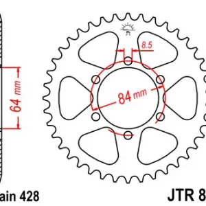 Kettenrad Stahl 44 bis 55 Zähne (428) passend für Suzuki TS100, TS125, TC100, DR125, TF125, RM100, R Ausverkauf