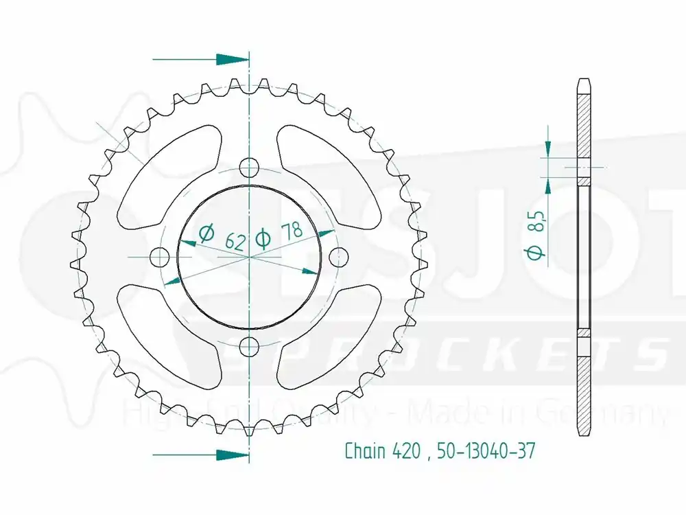 Sonderaktion Kettenrad Stahl 37 Zähne (420) passend auf Suzuki LT 50 (Bj.02-)