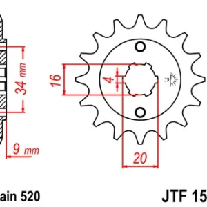 Highlight Kettenritzel 12 13 14 15 Zähne - 520 passend auf Yamaha TT-R 230 YFS200 / Hyosung GT250 GV250 Comet