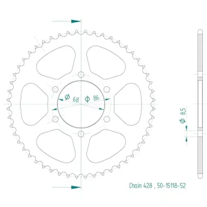 Kettenrad Stahl 34 bis 54 Zähne - (428) passend für Kawasaki 125 AR / BN 125 Eliminator Bestseller
