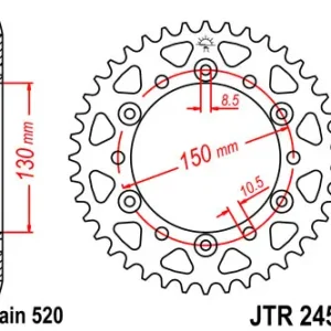 Kettenrad Stahl CNC 42 bis 50 Zähne (520) Honda Vigor Dominator / Yamaha Diversion Heißes Angebot