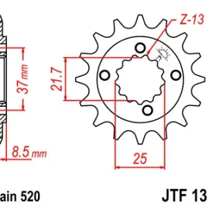 Kettenritzel Stahl CNC 13 14 15 16 Zähne (520) Honda XR600R XR650 Mash X-Ride / Dirt Track Markenprodukt