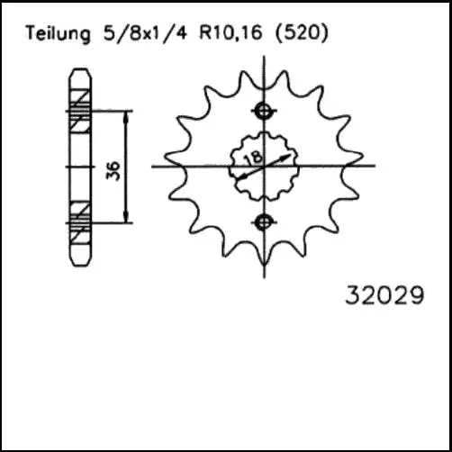 Kettenritzel 13 Zähne - (520) passend für Honda NX 250 / TRX 250 R Direkt Vom Hersteller