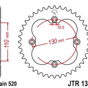 Letzte Chance Kettenrad Stahl 36 37 38 39 40 Zähne (520) passend für Honda TRX250 300 400 450 / ATC250