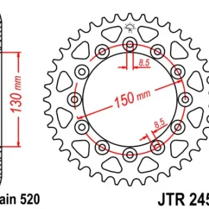 Kettenrad Stahl 38 bis 53 Zähne (520) passend für Honda / Yamaha / Gilera Sale